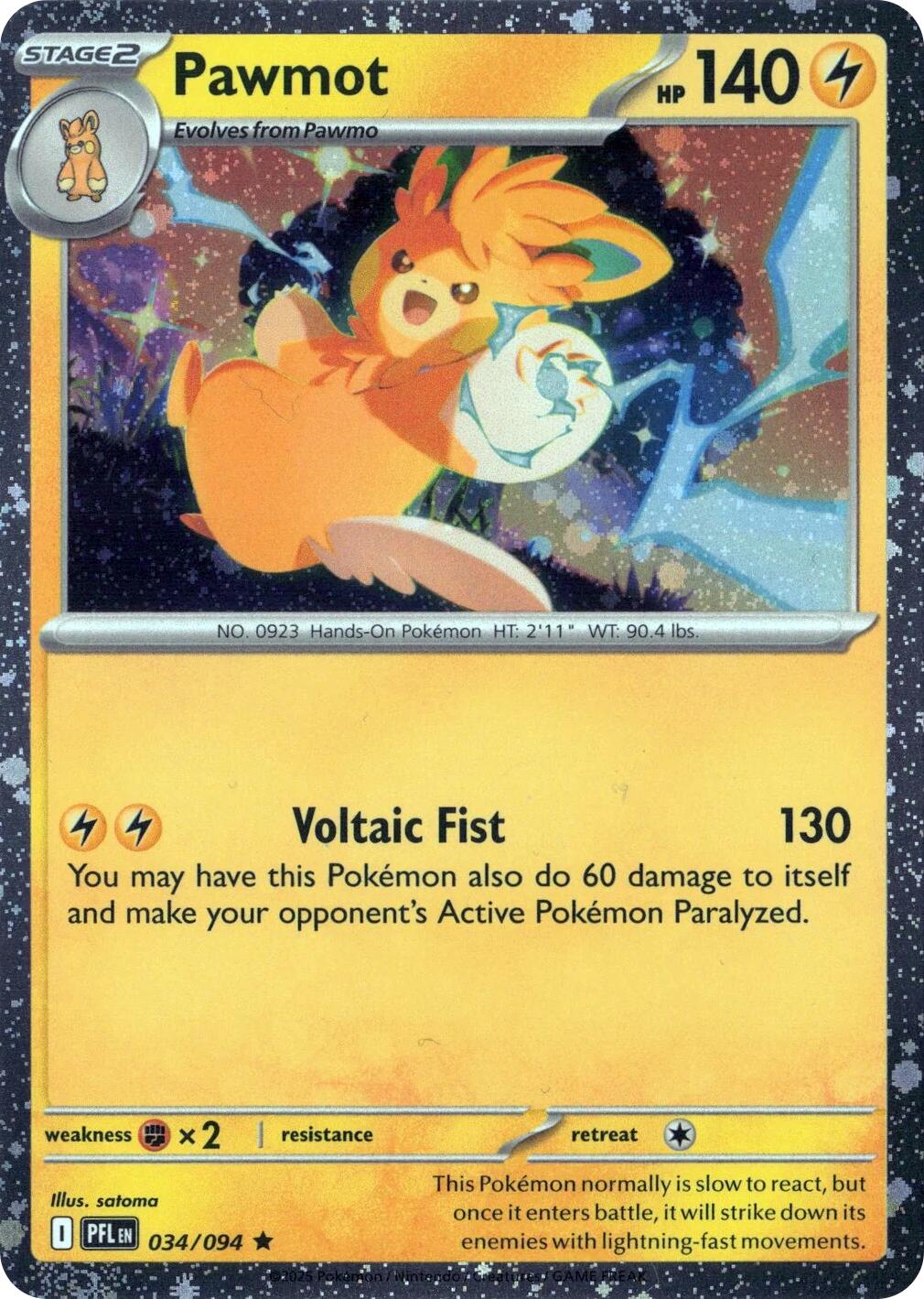 Pawmot (034/094) (Cosmos Holo) [Mega Evolution: Phantasmal Flames] | Black Swamp Games