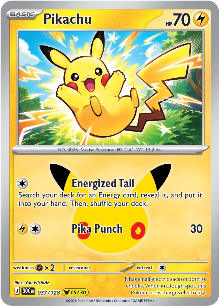 Pikachu (037/128) [Mega Evolution: 30th Celebration] | Black Swamp Games