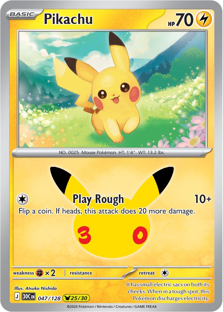 Pikachu (047/128) [Mega Evolution: 30th Celebration] | Black Swamp Games