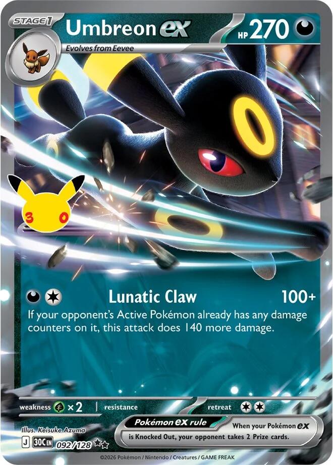 Umbreon ex (092/128) [Mega Evolution: 30th Celebration] | Black Swamp Games
