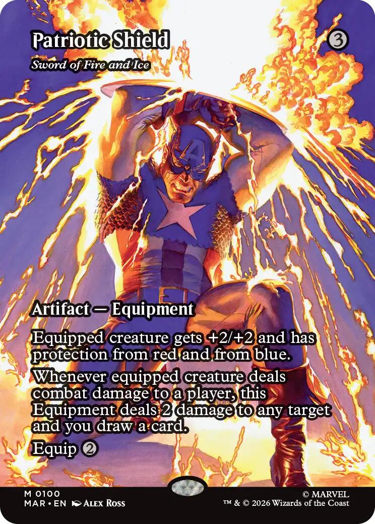 Patriotic Shield - Sword of Fire and Ice (Borderless) [Marvel Universe: Eternal-Legal] | Black Swamp Games