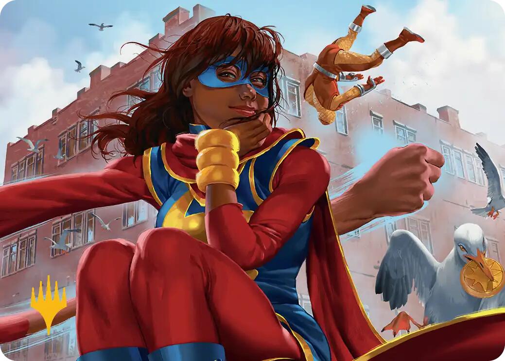 Ms. Marvel, Kamala Khan Art Card (Gold-Stamped Planeswalker Symbol) [Marvel Super Heroes Art Series] | Black Swamp Games