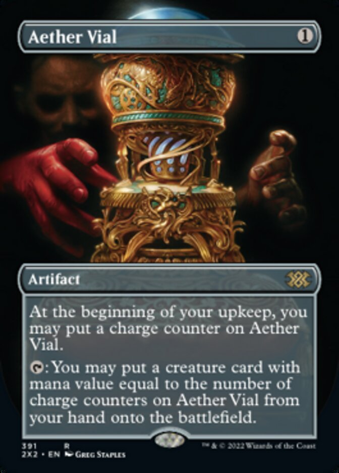 Aether Vial (Borderless Alternate Art) [Double Masters 2022] | Black Swamp Games