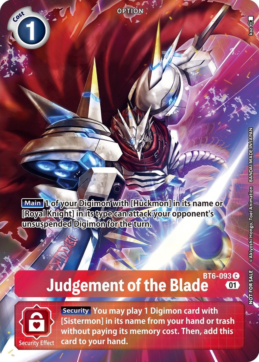 Judgement of the Blade [BT6-093] (Premium Deck Set) [Double Diamond Promos] | Black Swamp Games