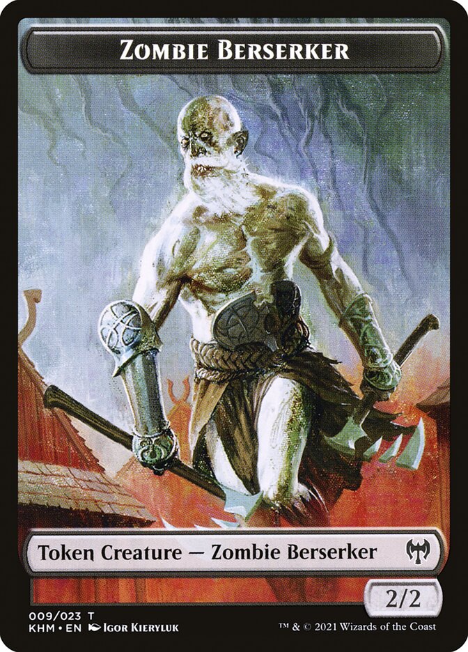 Elf Warrior // Zombie Berserker Double-Sided Token [Kaldheim Tokens] | Black Swamp Games