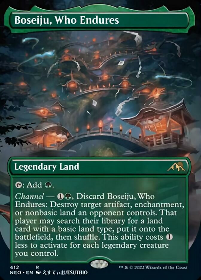 Boseiju, Who Endures (Borderless Alternate Art) [Kamigawa: Neon Dynasty] | Black Swamp Games