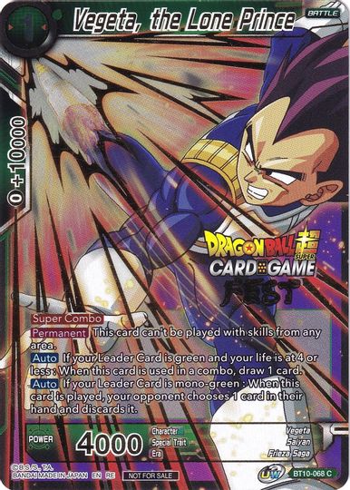 Vegeta, the Lone Prince (Card Game Fest 2022) (BT10-068) [Tournament Promotion Cards] | Black Swamp Games