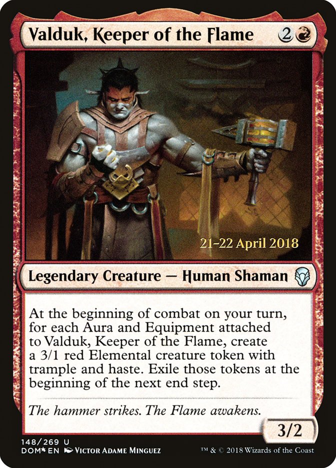 Valduk, Keeper of the Flame [Dominaria Prerelease Promos] | Black Swamp Games