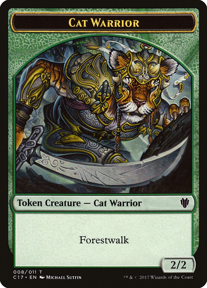 Cat // Cat Warrior Double-Sided Token [Commander 2017 Tokens] | Black Swamp Games