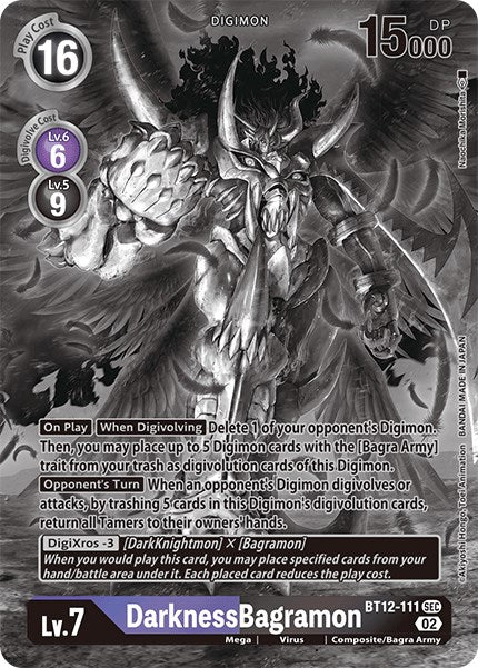 DarknessBagramon [BT12-111] (Alternate Art - Black & White) [Across Time] | Black Swamp Games