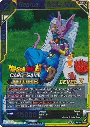 Beerus, Fickle God (Level 2) (BT7-120) [Judge Promotion Cards] | Black Swamp Games