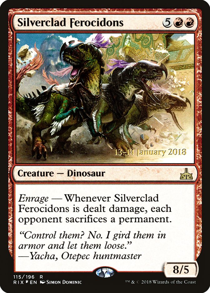 Silverclad Ferocidons [Rivals of Ixalan Prerelease Promos] | Black Swamp Games