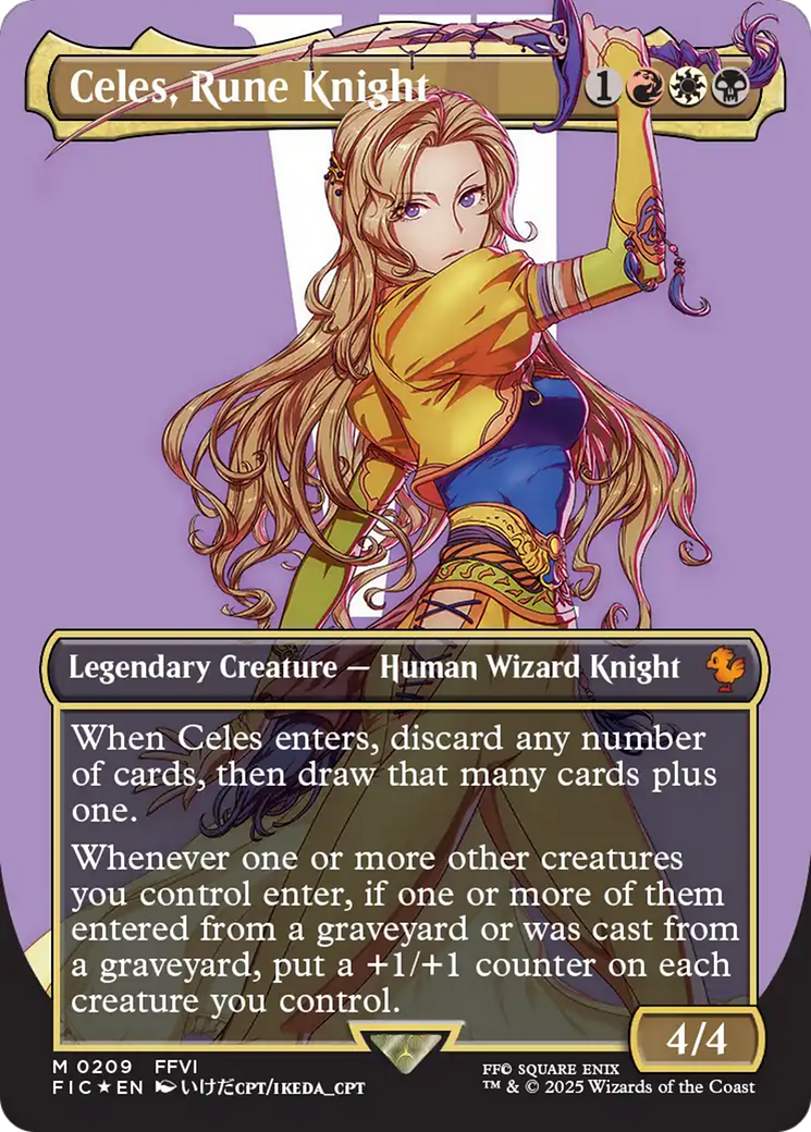 Celes, Rune Knight (Borderless) (Surge Foil) [FINAL FANTASY Commander] | Black Swamp Games