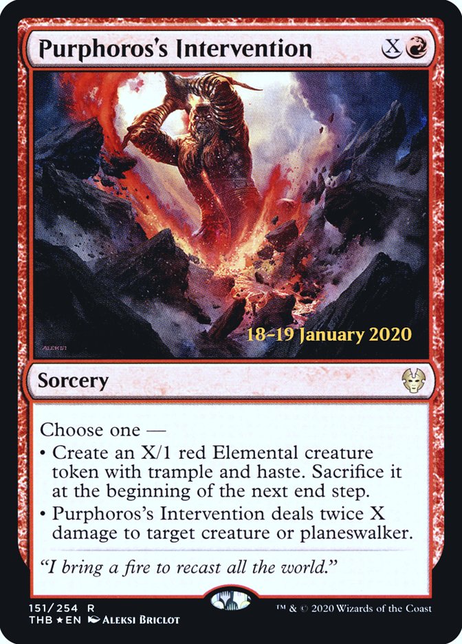 Purphoros's Intervention [Theros Beyond Death Prerelease Promos] | Black Swamp Games