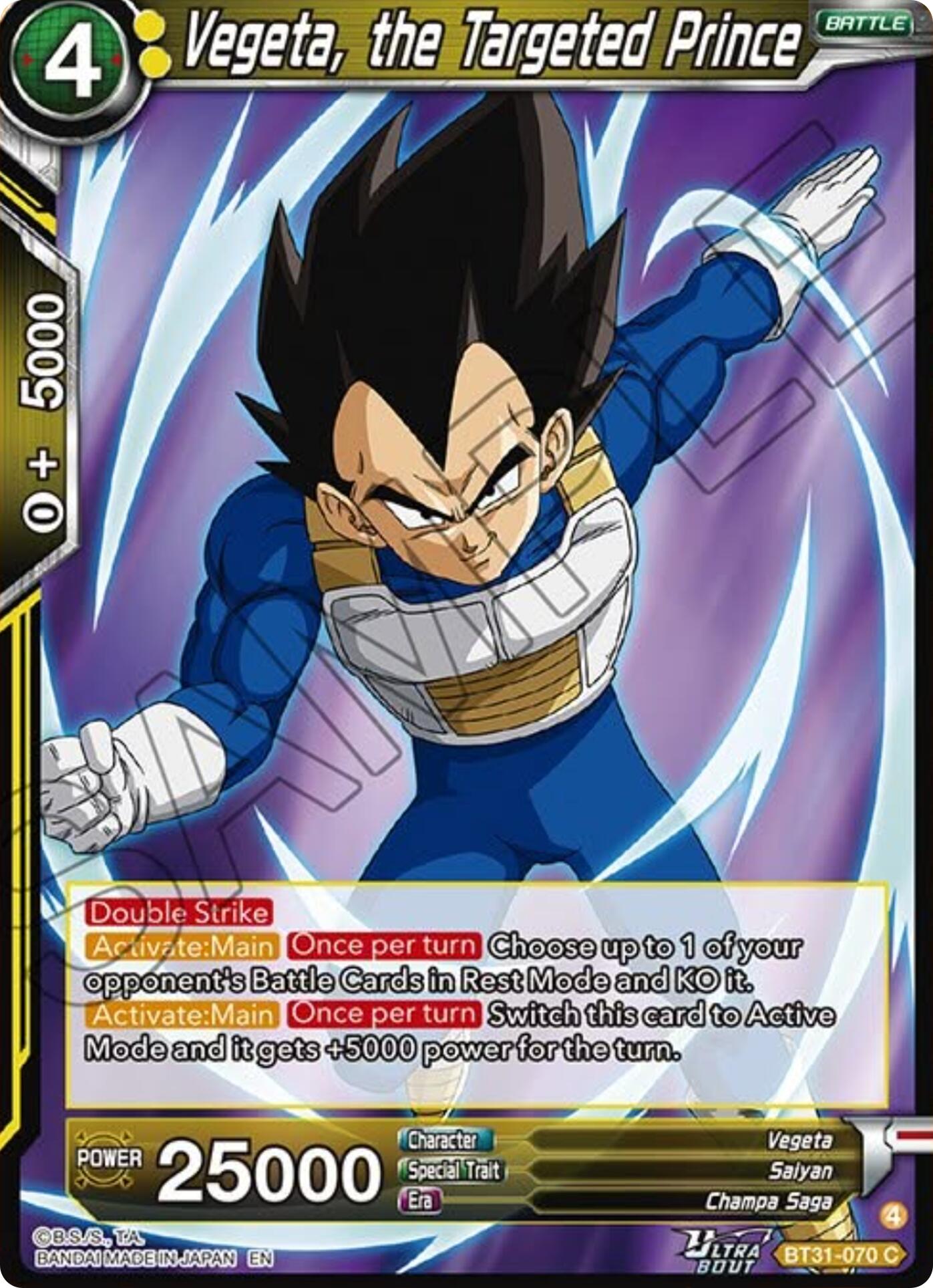 Vegeta, the Targeted Prince (BT31-070) [Impact Beyond Dimensions] | Black Swamp Games