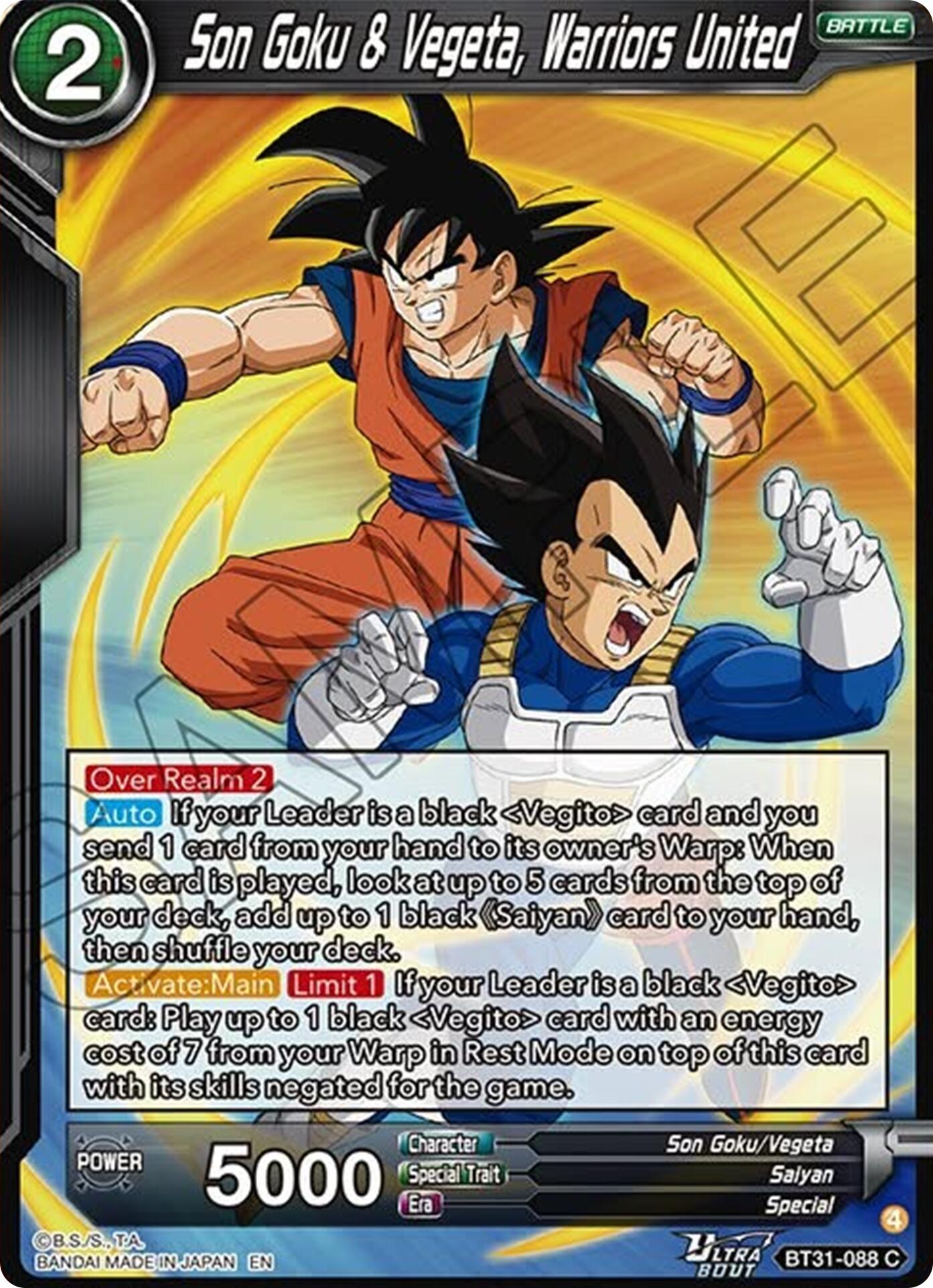 Son Goku & Vegeta, Warriors United (BT31-088) [Impact Beyond Dimensions] | Black Swamp Games