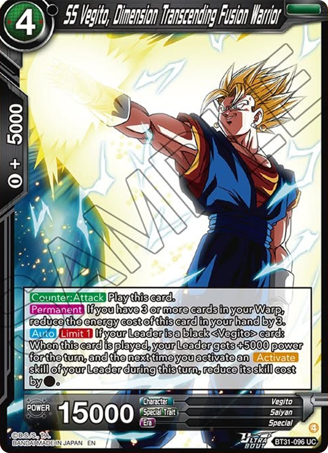 SS Vegito, Dimension Transcending Fusion Warrior (BT31-096) [Impact Beyond Dimensions] | Black Swamp Games