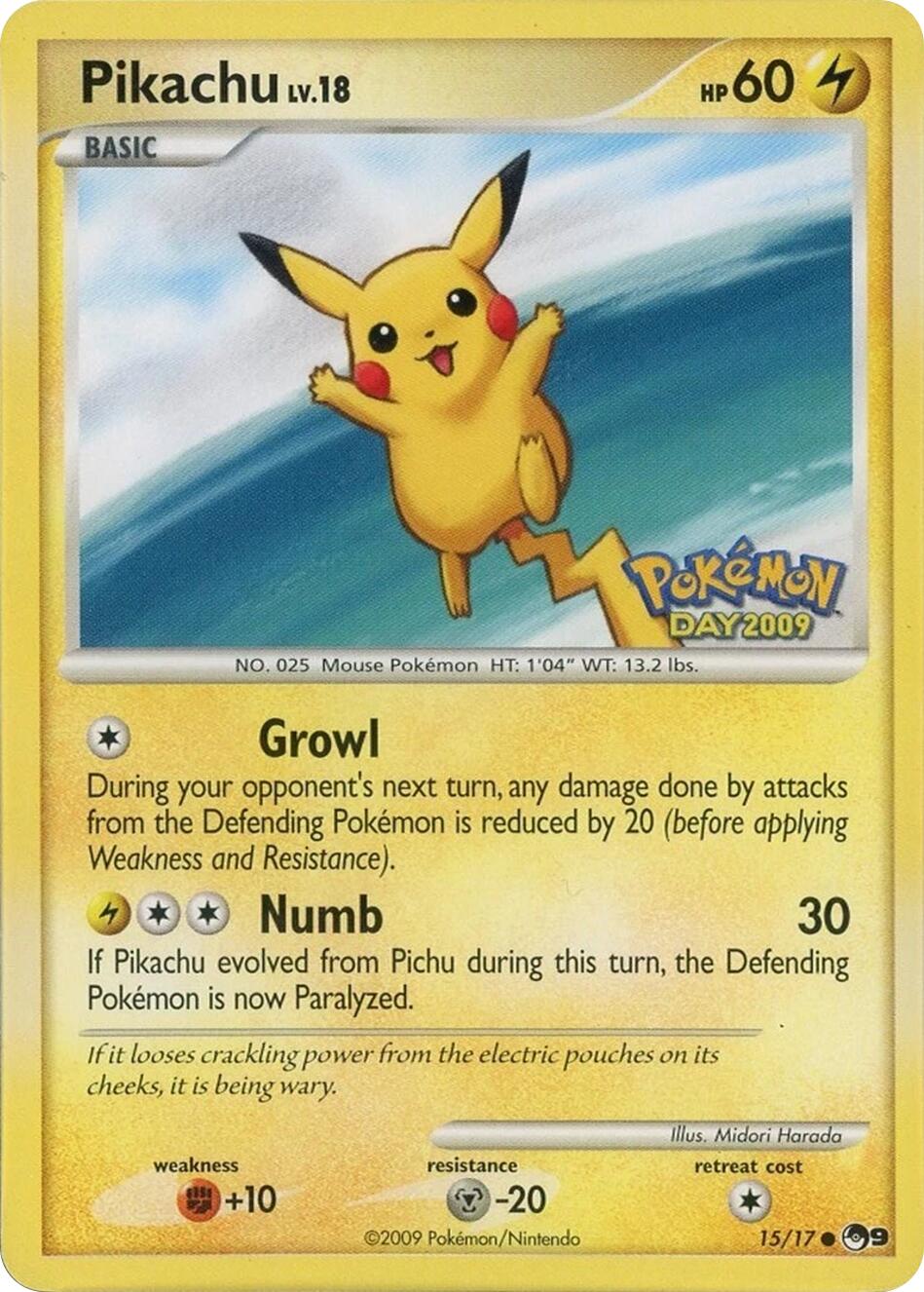 Pikachu (015/017) (Pokemon Day 2009) [POP Series 9] | Black Swamp Games