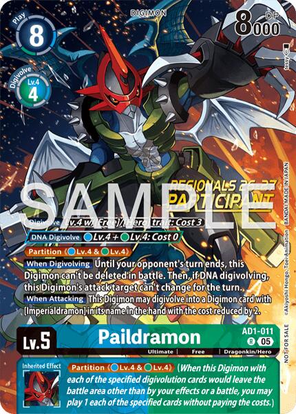 Paildramon [AD1-011] - AD1-011 (Regionals 26-27 Season 2 Participant) [Advanced Booster Digimon Generation] | Black Swamp Games