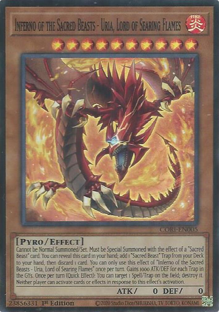 Inferno of the Sacred Beasts - Uria, Lord of Searing Flames [CORI-EN005] Super Rare | Black Swamp Games