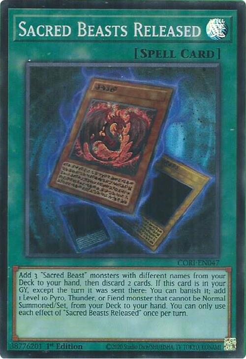 Sacred Beasts Released [CORI-EN047] Super Rare | Black Swamp Games