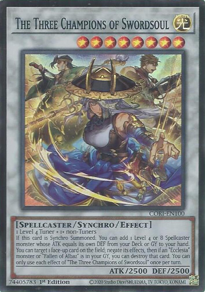The Three Champions of Swordsoul [CORI-EN100] Super Rare | Black Swamp Games