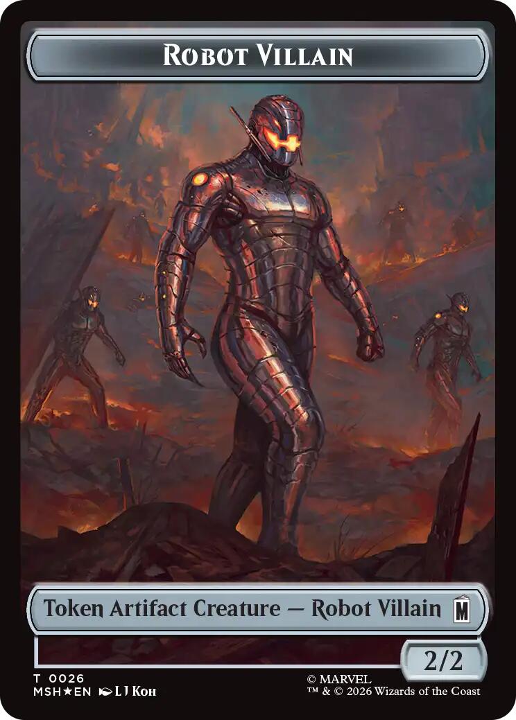 Villain // Robot Villain Double-Sided Token (025//026) (Surge Foil) [Marvel Super Heroes Tokens] | Black Swamp Games