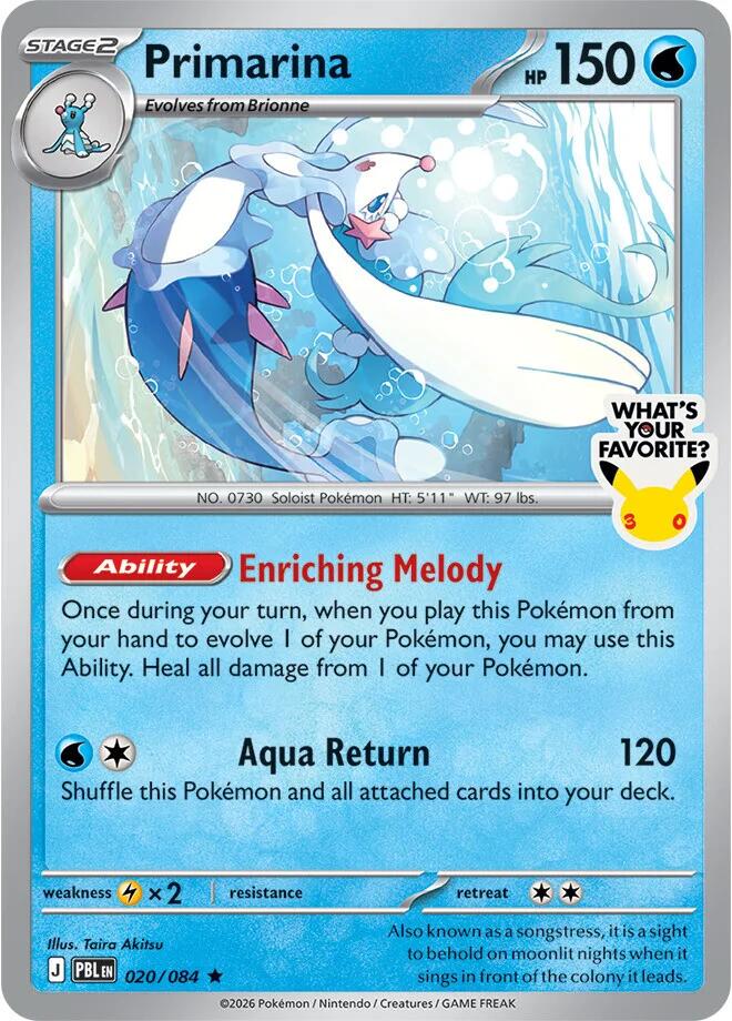 Primarina (020/084) (What's Your Favorite Stamp) [Mega Evolution: Pitch Black] | Black Swamp Games