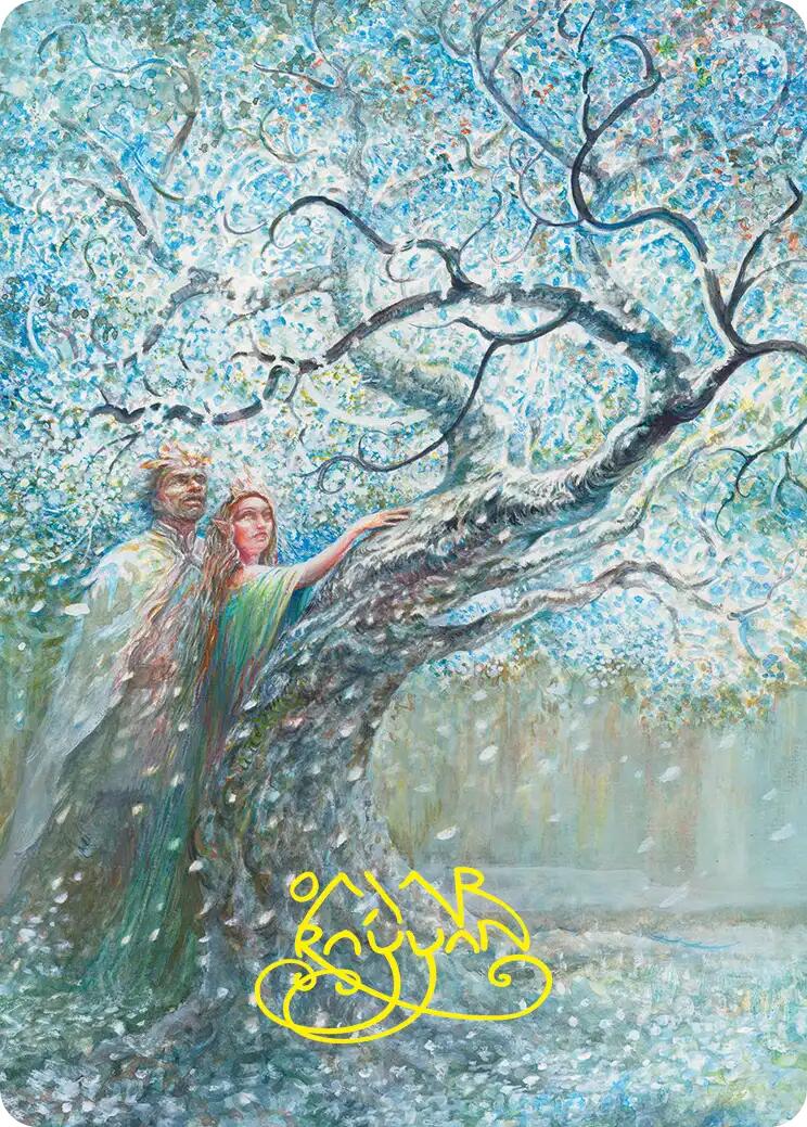 Flowering of the White Tree Art Card (Gold-Stamped Signature) [The Hobbit Art Series] | Black Swamp Games