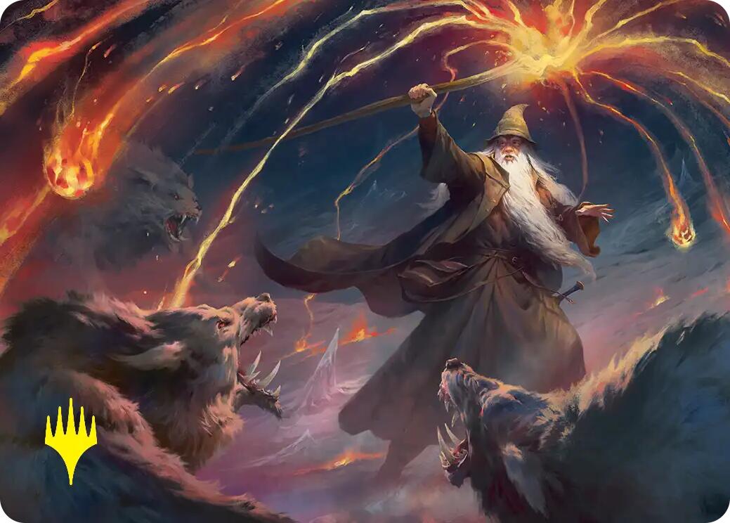Gandalf, Shadow's Foe Art Card (Gold-Stamped) [The Hobbit Art Series] | Black Swamp Games