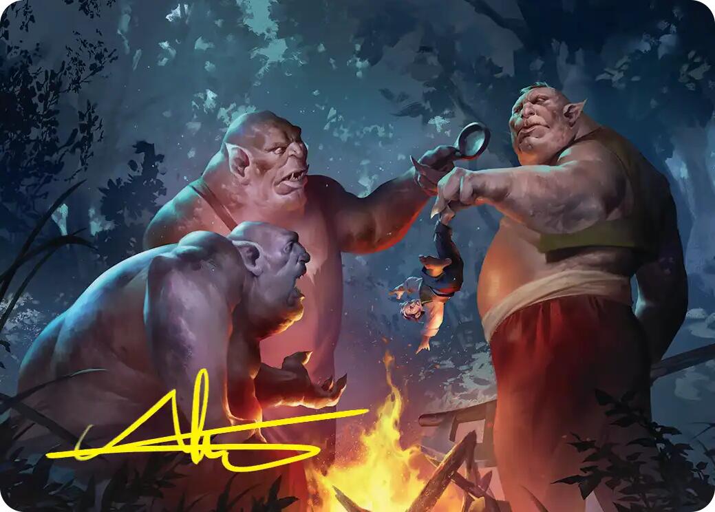 Tom, Bert, and William Art Card (Gold-Stamped Signature) [The Hobbit Art Series] | Black Swamp Games