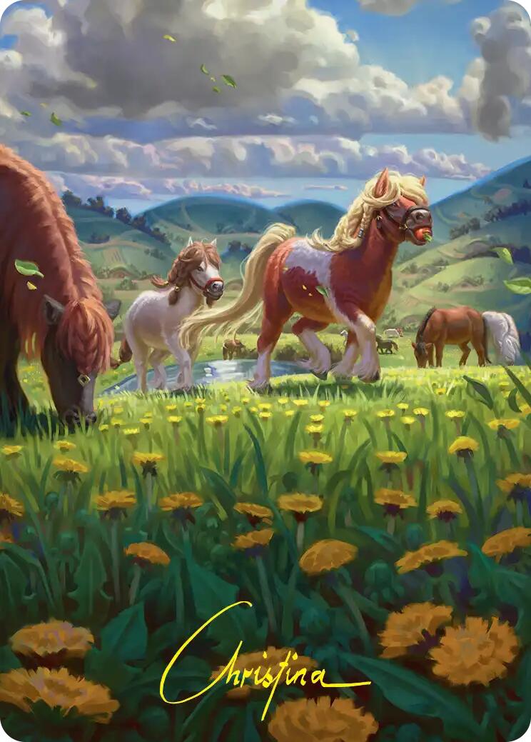 Troop of Ponies Art Card (Gold-Stamped Signature) [The Hobbit Art Series] | Black Swamp Games