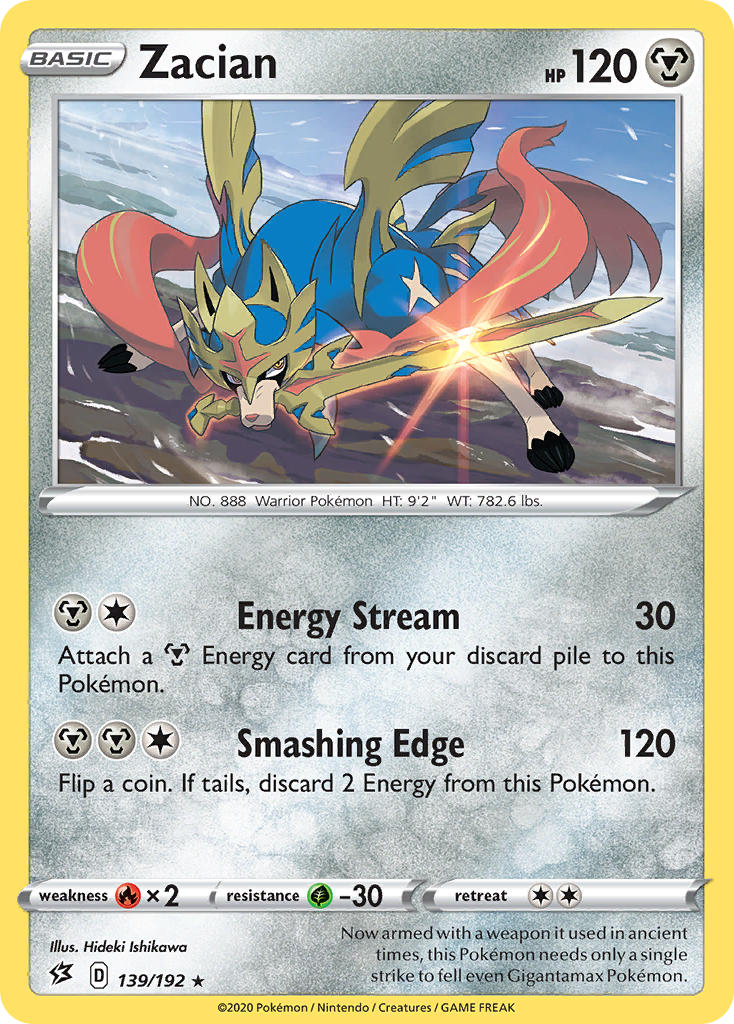 Zacian (139/192) (Cracked Ice Holo) (Theme Deck Exclusives) [Sword & Shield: Rebel Clash] | Black Swamp Games