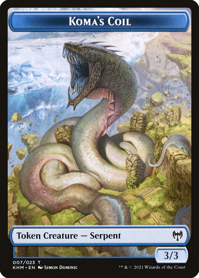 Elf Warrior // Koma's Coil Double-Sided Token [Kaldheim Tokens] | Black Swamp Games