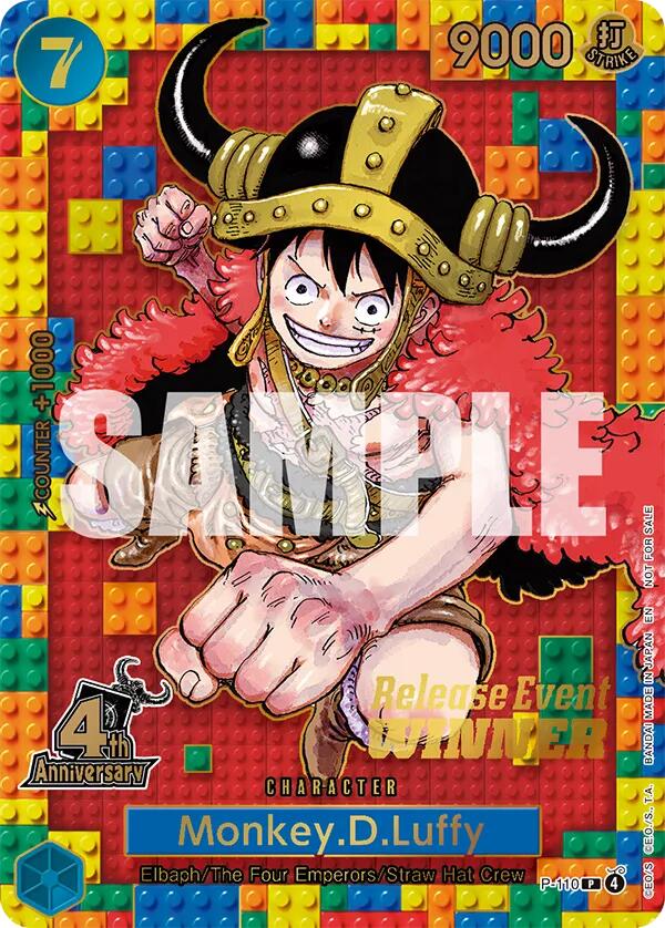 Monkey.D.Luffy (4th Anniversary) (Winner) [One Piece Promotion Cards] | Black Swamp Games
