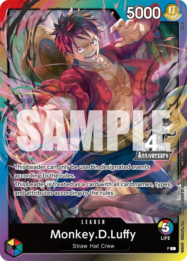 Monkey.D.Luffy (4th Anniversary Leader Card) [One Piece Promotion Cards] | Black Swamp Games