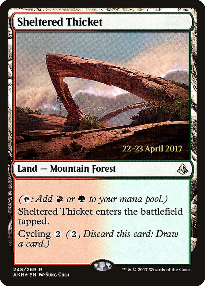 Sheltered Thicket [Amonkhet Prerelease Promos] | Black Swamp Games