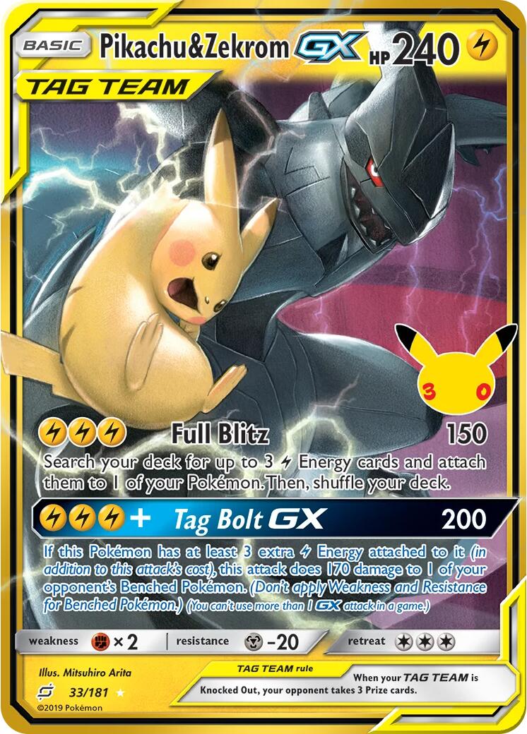 Pikachu & Zekrom GX (33/181) [Mega Evolution: 30th Celebration] | Black Swamp Games