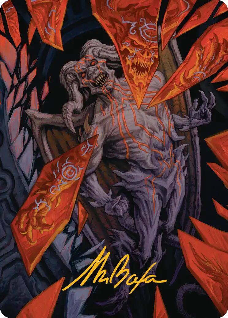 Curse-Marred Demon Art Card (Gold-Stamped Signature) [Reality Fracture Art Series] | Black Swamp Games