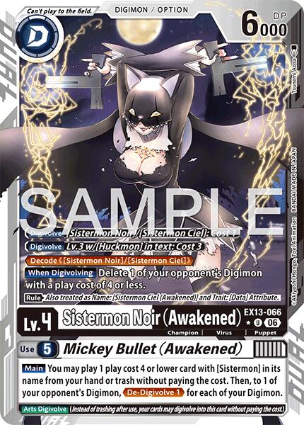 Sistermon Noir [EX13-066] (Awakened) // Mickey Bullet (Awakened) (Limited Foil) [Chivalrous XIII] | Black Swamp Games