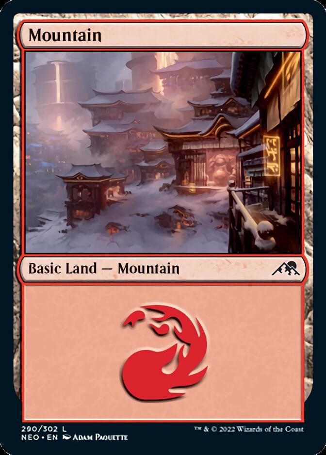 Mountain (290) [Kamigawa: Neon Dynasty] | Black Swamp Games
