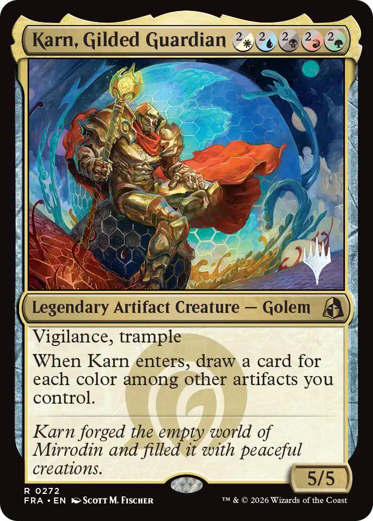 Karn, Gilded Guardian [Reality Fracture Promos] | Black Swamp Games