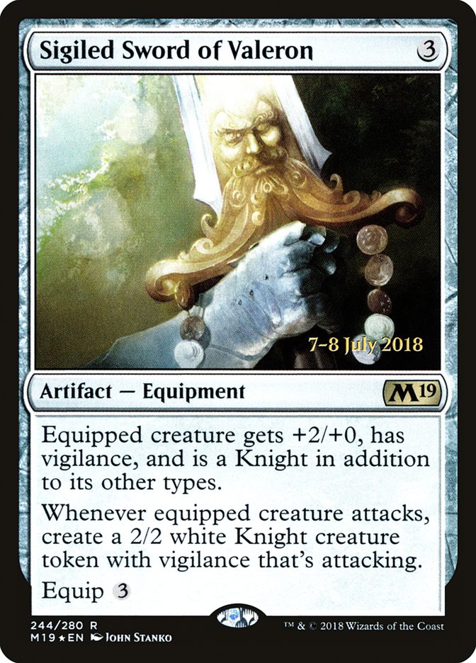 Sigiled Sword of Valeron [Core Set 2019 Prerelease Promos] | Black Swamp Games