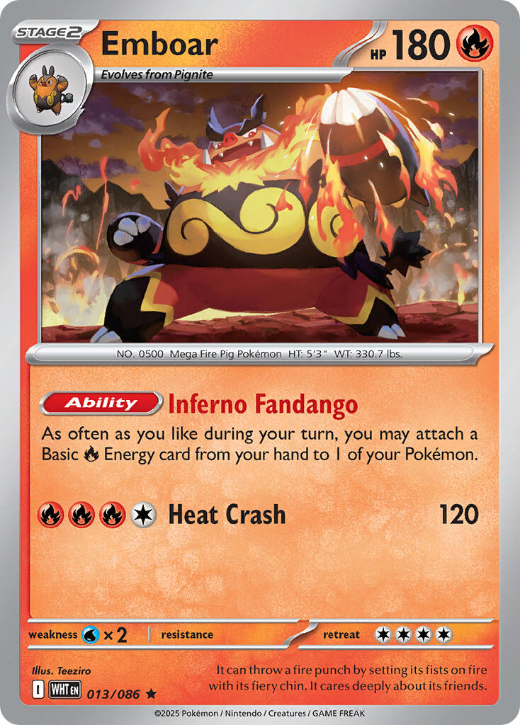 Emboar (013/086) (Deck Exclusive) [Scarlet & Violet: White Flare] | Black Swamp Games