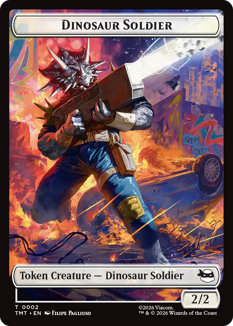 Dinosaur Soldier // Copy Double-Sided Token [Teenage Mutant Ninja Turtles Tokens] | Black Swamp Games