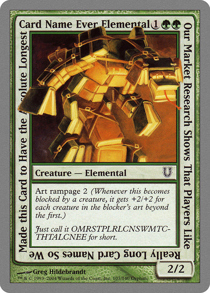 Our Market Research Shows That Players Like Really Long Card Names So We Made this Card to Have the Absolute Longest Card Name Ever Elemental [Unhinged] | Black Swamp Games
