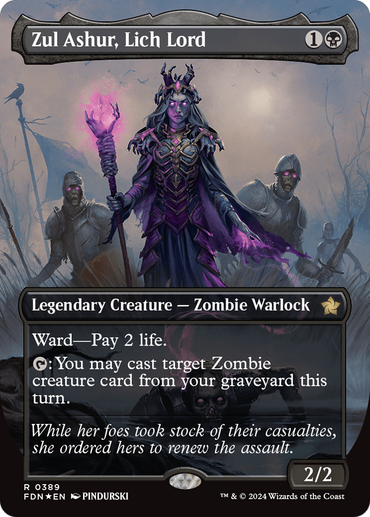 Zul Ashur, Lich Lord (Borderless) (Mana Foil) [Foundations] | Black Swamp Games