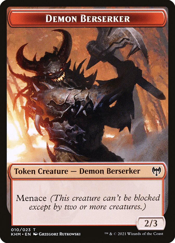Dwarf Berserker // Demon Berserker Double-Sided Token [Kaldheim Tokens] | Black Swamp Games