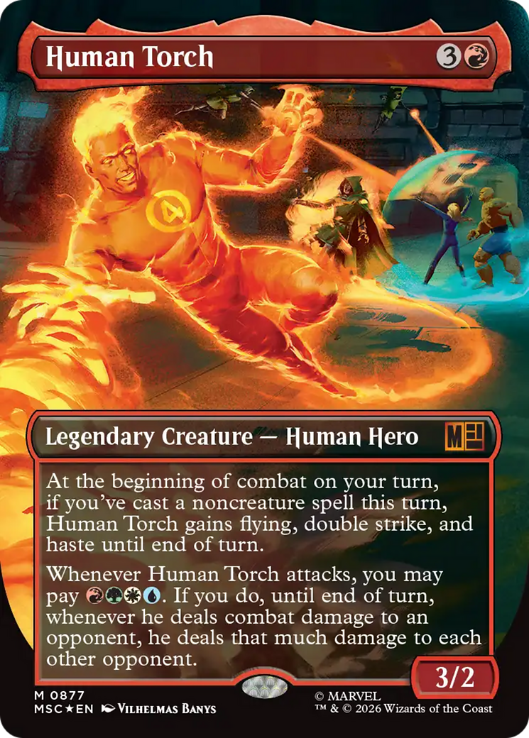 Human Torch (Borderless) (Surge Foil) [Marvel Super Heroes Commander] | Black Swamp Games