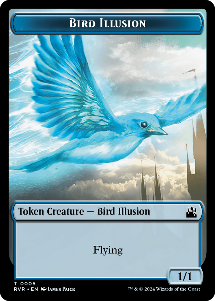 Elf Knight // Bird Illusion Double-Sided Token [Ravnica Remastered Tokens] | Black Swamp Games